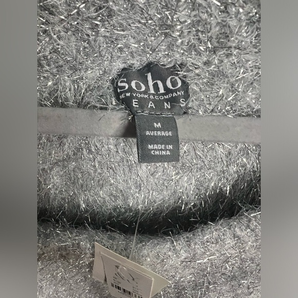 NWT-New York & Company SOHO Silver Sparkly Eyelash Sweater- Size: Medium - Picture 7 of 15
